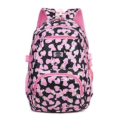 Waterproof Girls Printed Polyester School Bag With Adjustable Strap