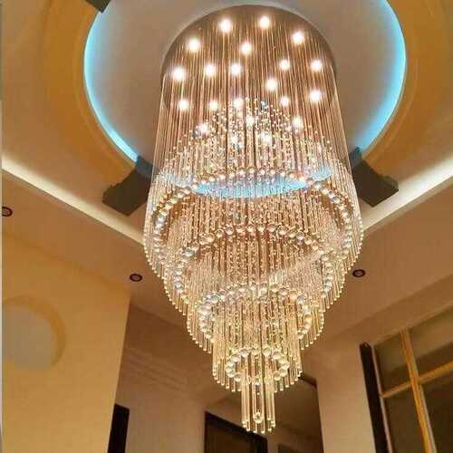 Warm White Ceiling Mounted Led Round Crystal Chandelier