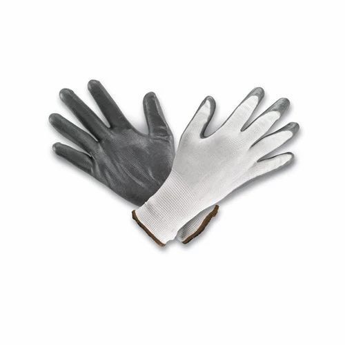 Full Finger Nitrile Gloves - Free Size Grey White Color | Reusable Cleanroom Gloves with Plain Pattern