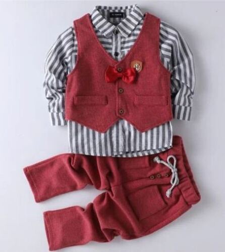 Kids Classy Waist Coat Shirt With Bow And Pant Set