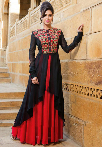 ladies long length western gown for party wear occasion 619