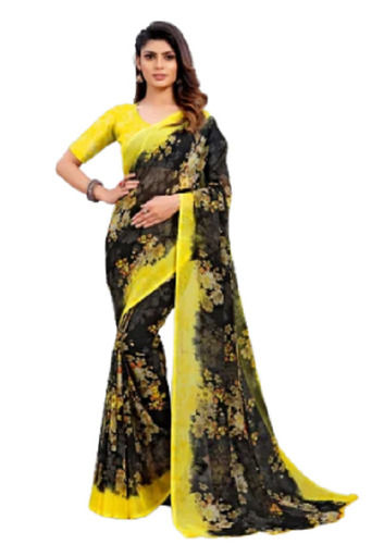 Multi Color Georgette Chiffon Saree With Blouse Piece