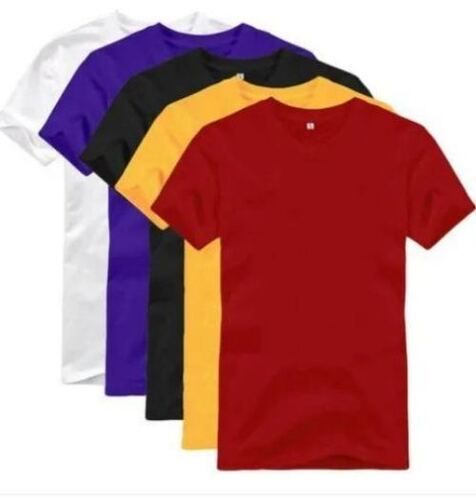 Multi Color Half Sleeves Round Neck Plain T-Shirts