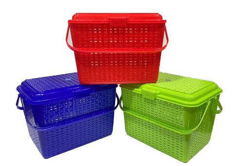 Multiple Rectangular Plastic Shopping Basket with Handles