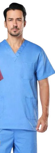 Multi Color Pure Cotton Material Plain Pattern V-Neck Mens Hospital Staff Uniform 