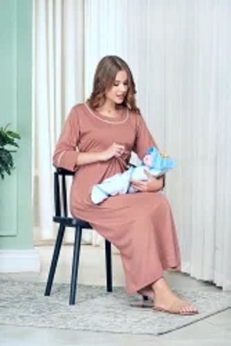 Summer Friendly Plain Cotton Maternity Dress