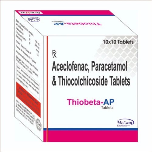 Aceclofenac Thiocolchicoside Paracetamol Tablets (Pack Size 10x10 Tablets)