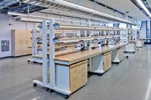 Modular Laboratory Workstation - Customized Size, Powder Coated Steel & Laminated Wood, Durable & Easy To Clean Design