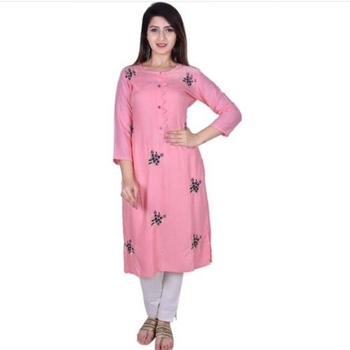 Round Neck Girls Designer Cotton Kurti