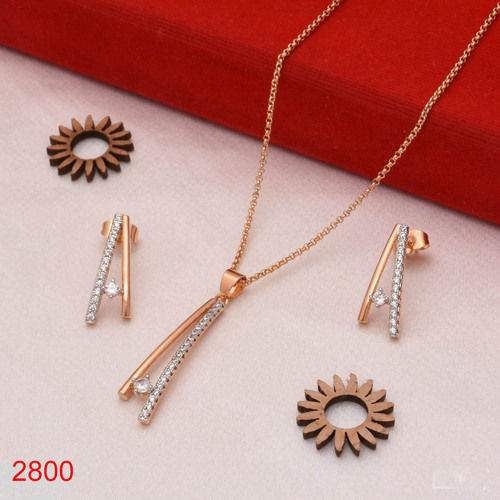 Micro Rose Gold Plated Necklace Set for Women and Girls