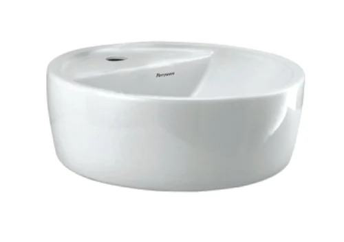 Ceramic Round Table Top Wash Basin - 450x450x160mm White Color Polished Surface Corrosion Resistant Ruggedly Constructed Crack Proof