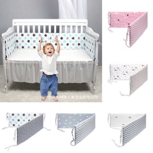 Cot Protector Bumpers - 100% Cotton, All-Season Size | Breathable, Washable, Polyester-Filled for Baby Safety