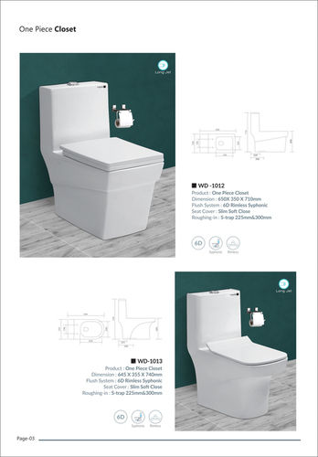 Polo One Piece Water Closet Ceramic Western Toilet/English seat/toilet  seat/Commode/European Square with Soft Close Seat Cover for Lavatory,  Toilets