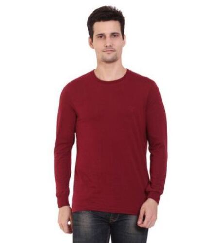 प्लेन फुल स्लीव पुरुषों के लिए गोल गले की टी-शर्ट