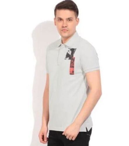 Printed Pattern Short Sleeves Mens Polo T-Shirt