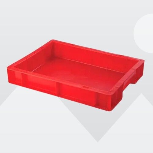 Rectangular Red Plastic Storage Crates