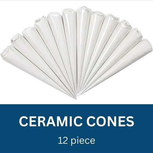 White Ceramic Cones For Decoration Work, Pack Of 12 Pieces 