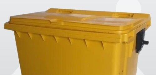 Yellow Color And Four Wheel Plastic Dustbin