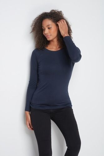 Ladies Plain Full Sleeves O Neck Cotton T-shirt