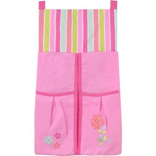 Pink Color And Embroidered Diaper Stacker