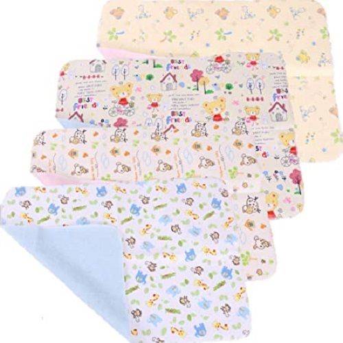 Breathable Cotton and Plastic Printed Waterproof Diaper Changing Mat - Square and Rectangular Shapes, Multi-Color, Soft Absorption for Baby Care up to 3 Years