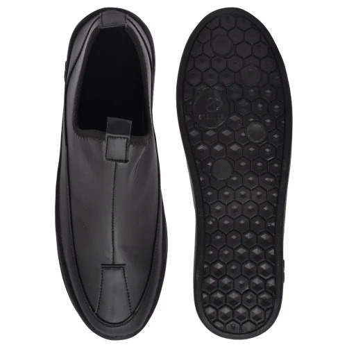 Synthetic Material Loafer Shoes For Men - Size 6-10, Color Black | Comfortable Slip-On Design, Medium Ankle Height, Air Mix Sole