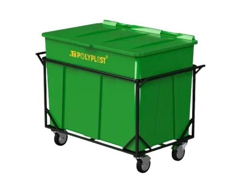 Green Color Plastic Trolley Dustbin