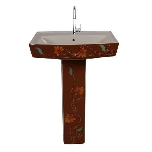 Scratch Resistance Printed Ceramic Pedestal Wash Basin