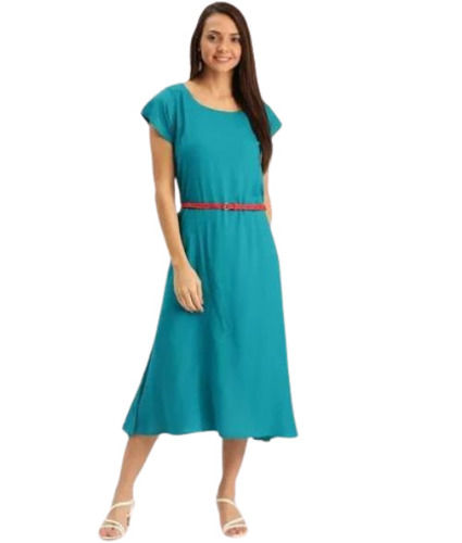 Firozi Breathable Cotton Plain Party Wear One Piece Dress For Ladies 