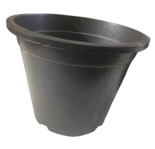 Plain Pattern And Black Color Round Plastic Flower Pot