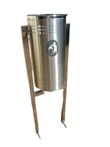 Stainless Steel Pole Mounted Garbage Bin