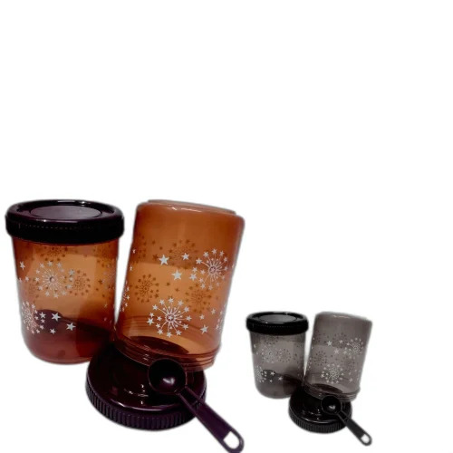 Premium Quality Plastic Storage Container - PP Material, 500 ML Capacity, Black & Brown Colors, Round Shape, 1-Year Warranty | Customizable Size & Printed Pattern