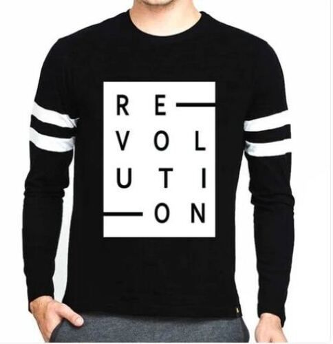 Printed Round Neck Full Sleeves Mens T Shirts