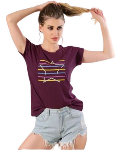 Short Sleeves Ladies Round Neck T-Shirt