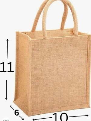 Tear Proof Environment Friendly Jute Carry Bags Size: 11 X 6 X 10 Inches