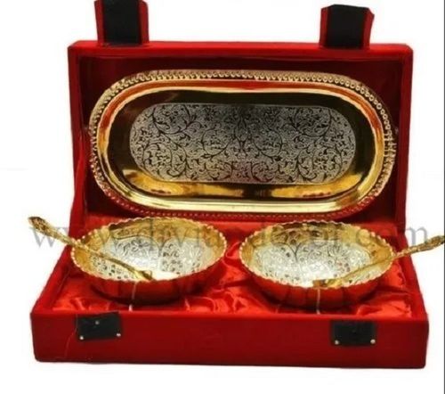 Handmade Golden Brass Bowl Gift Set, Set of 5 Items