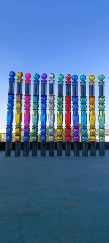 Multicolored Acrylic Railing Pillar Usage: Staircase