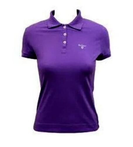 Ladies Short Sleeves Plain Collar T-Shirt