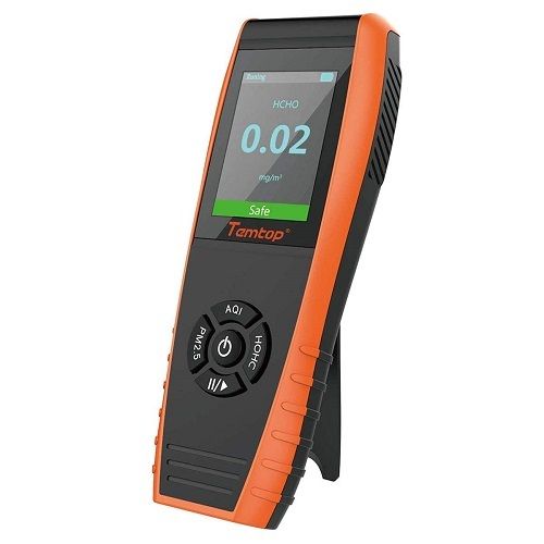 Portable Formaldehyde Detector - Digital Display, High Sensitivity Black and Orange | Rechargeable Lithium Battery, IP66 Rating, Easy to Operate for Air Quality Monitoring