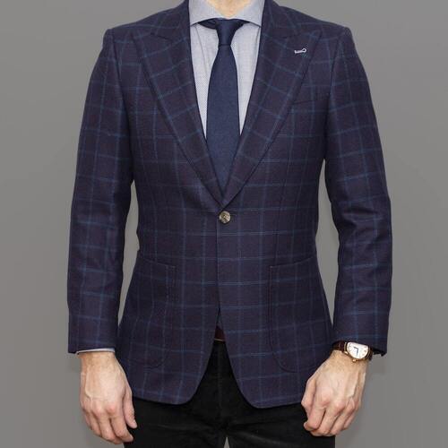 Mens Blue Cotton Suit Coat For Party And Wedding Occasion