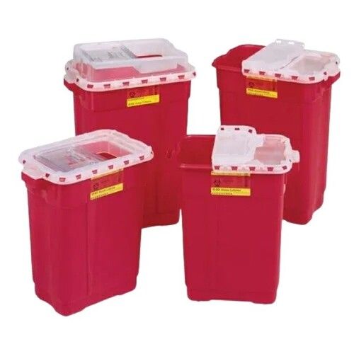 Plain Red Color Bio Medical Waste Bins