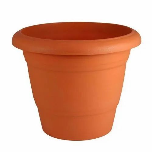 Red Round Terracotta Plastic Planter For Plantation