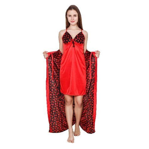 Relaxed Fit Printed V-Neck 2 Piece Ladies Nightwear Nighty