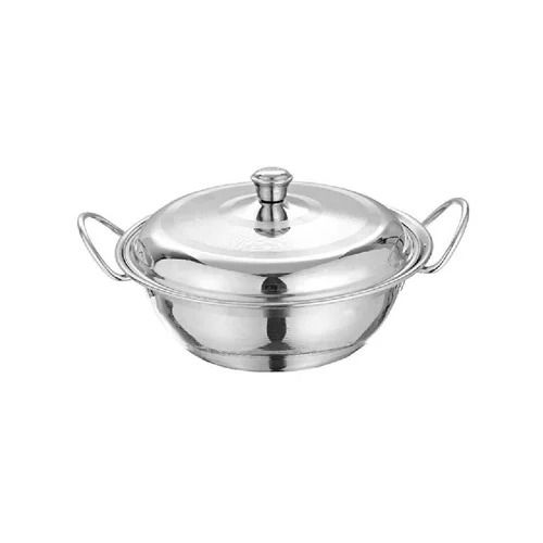 Stainless Steel Induction Bottom Kadai with Glass lid