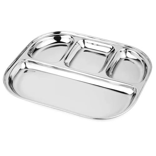 Utensil Sets Stainless Steel Lunch Dinner Plate Compartment Rectangular Tray