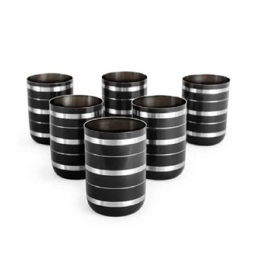 Stainless Steel Black Colored Glasses, Set Of 6 Pieces Size: As Per Customer Requirement