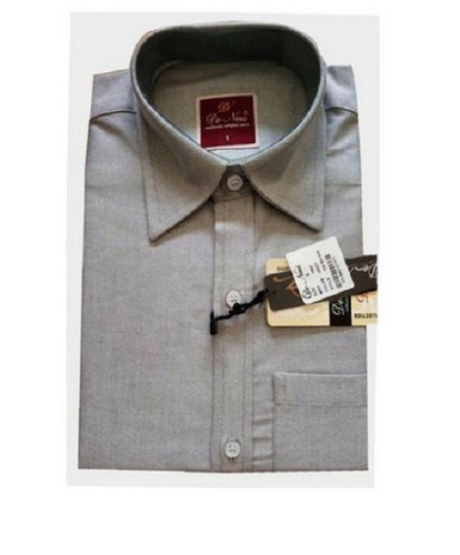 Cotton Oxford Regular Fit Long Sleeve Grey Men's Formal Shirt - 200 GSM, Anti-Wrinkle, Breathable, Quick Dry, Machine Washable