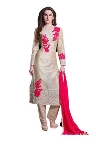 Casual Wear Round Neck Long Sleeve Silk Ladies Salwar Kameez