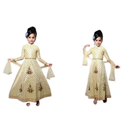 Designer Round Neck Long Sleeves Party Wear Kids Anarkali Suit