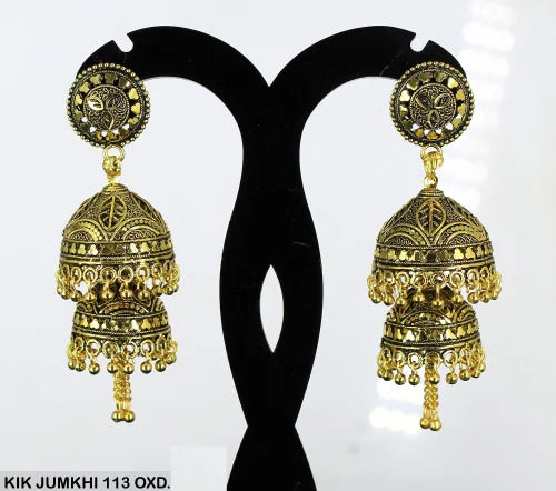 Golden Jhumka Earrings For Ladies